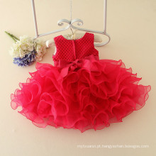 Alta qualidade bebê meninas mini rosa vestido de baile frisado vestido de noite para crianças primeiro comunhão tutu dress